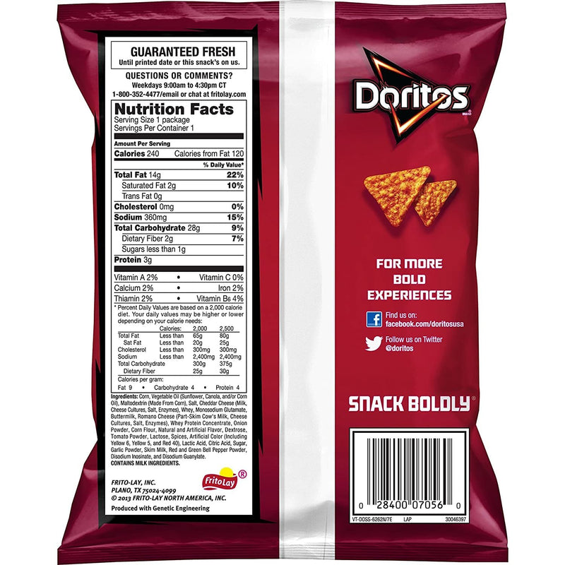 Doritos Nacho Cheese Flavored Tortilla Chips, 1.75 Ounce (Pack of 64)
