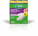 CURAD Comfort Wear Latex, Vinyl Exam Gloves, Large (Pack of 300)