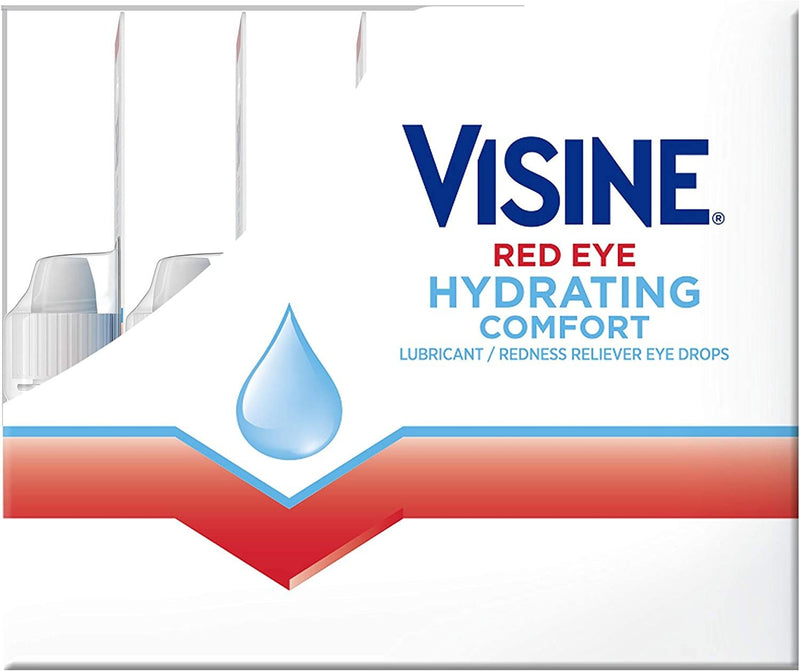 Visine Red Eye Hydrating Comfort Redness Relief and Lubricant Eye Drops to Relieve Red Eyes Due to Minor Eye Irritations Fast and Help Moisturize Dry Eyes, On-The-Go Packs, 12 x 0.28 fl. oz