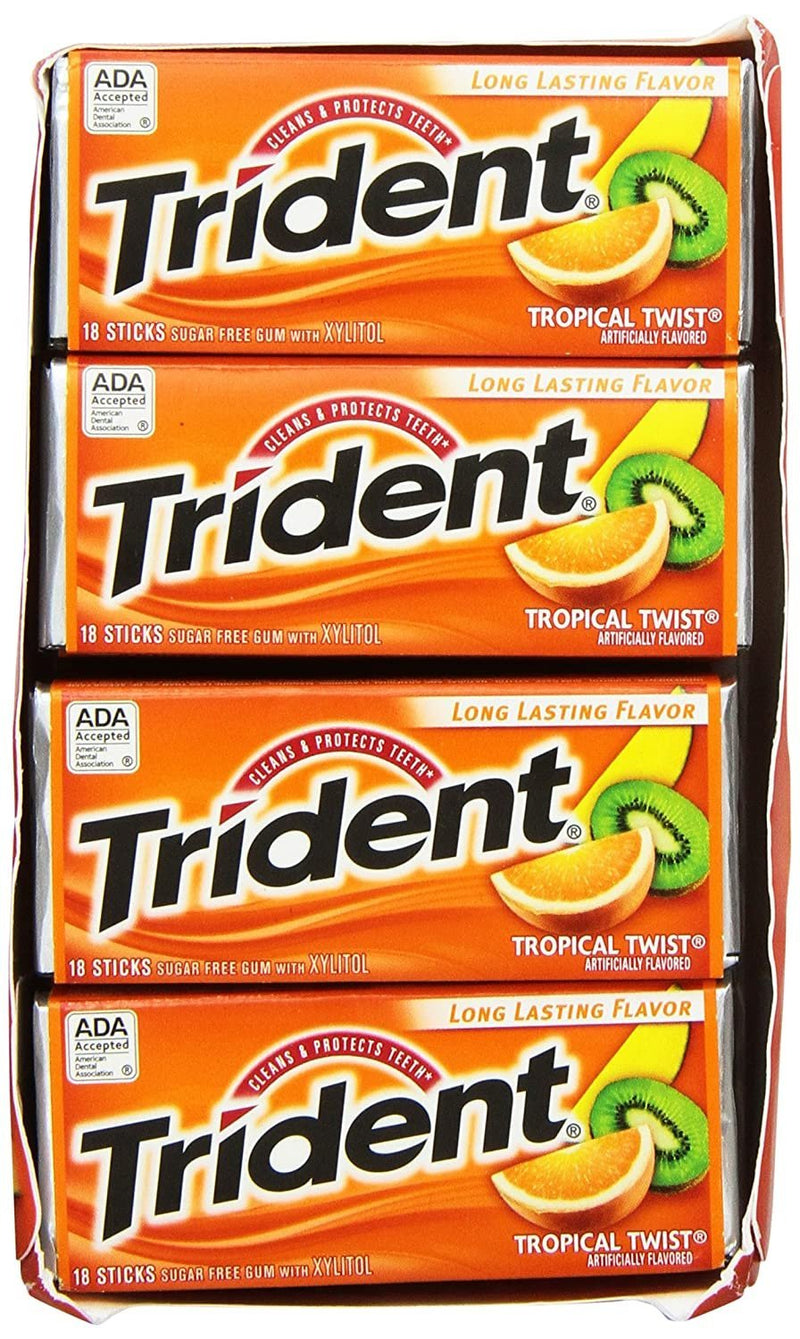 Trident Tropical Twist Sugar Free Gum, 14 Count