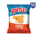 Ruffles Potato Chips, Cheddar & Sour Cream, 1 oz, 50 ct