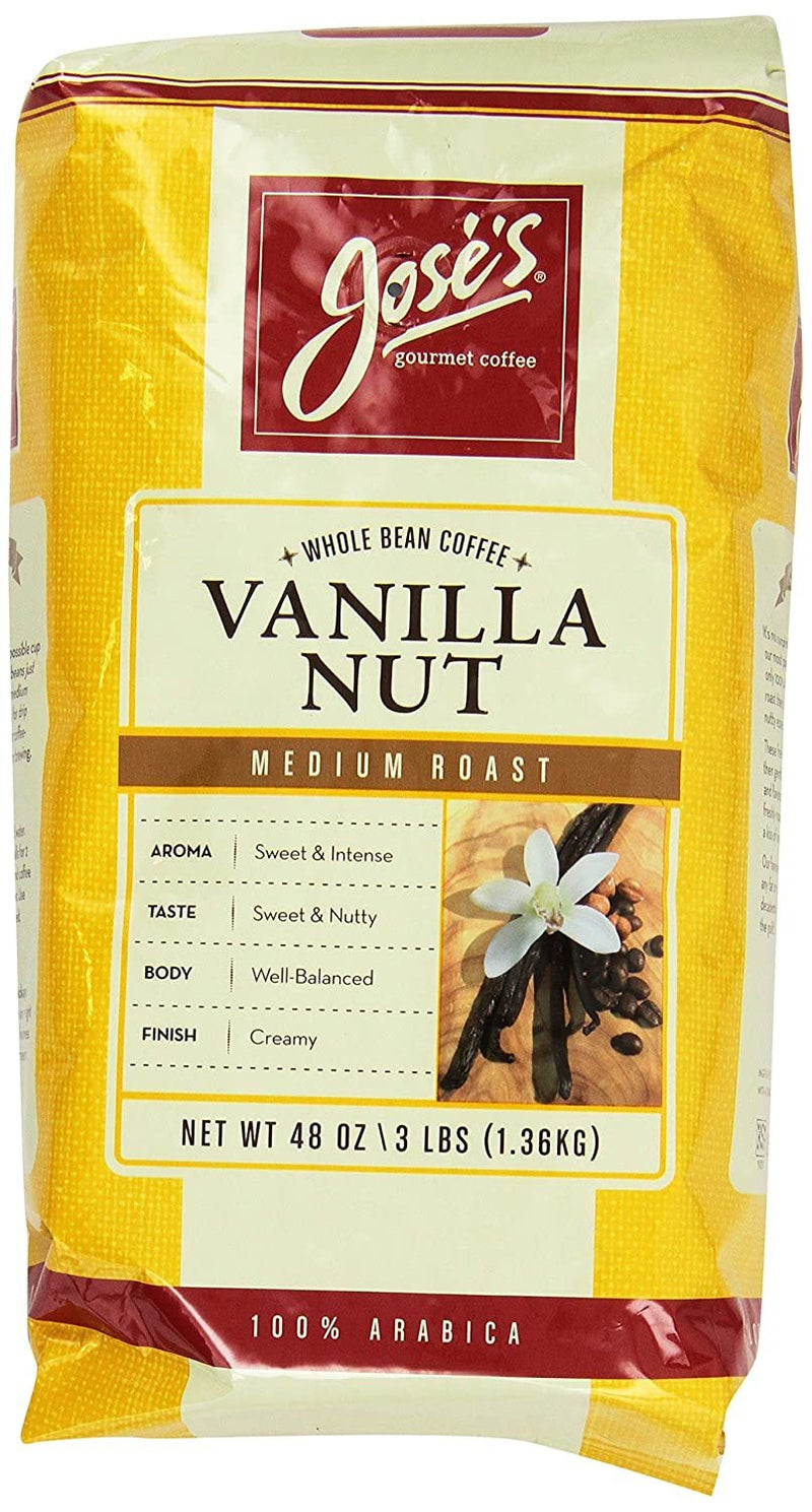 Jose's Vanilla Nut Whole Bean Coffee, Medium, 3 lbs