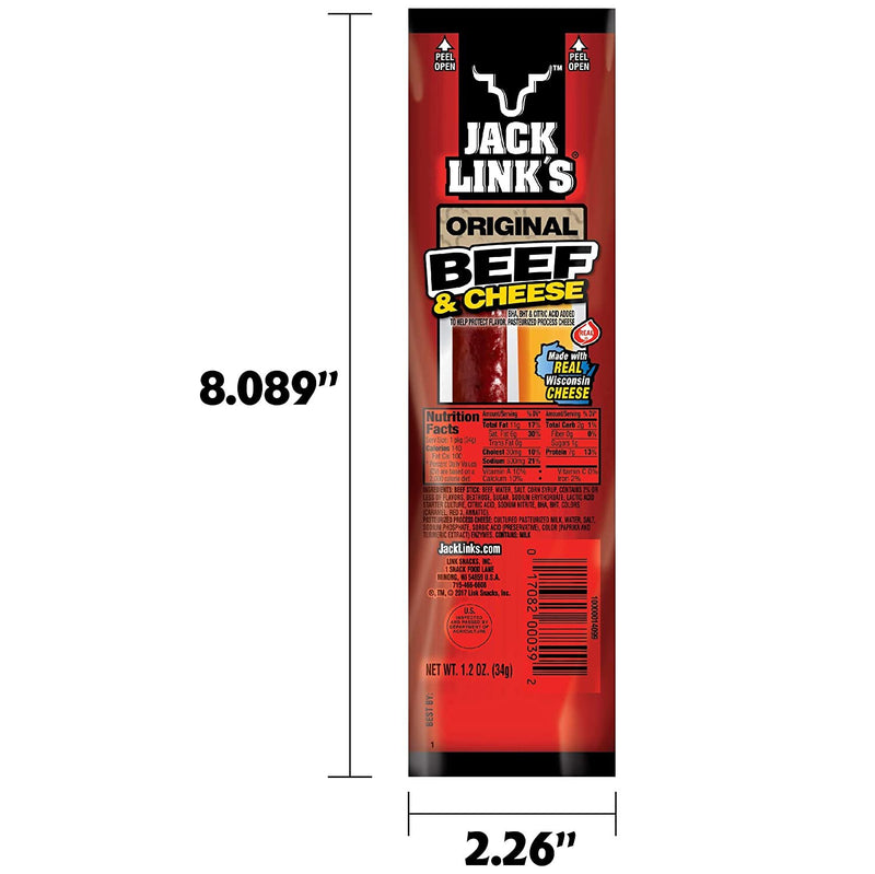 Jack Link’s Original Beef & Cheese Combo Pack, 1.2 oz., Pack of 32 – Original 100% Beef Stick and Cheese Stick Made with Real Wisconsin Cheese