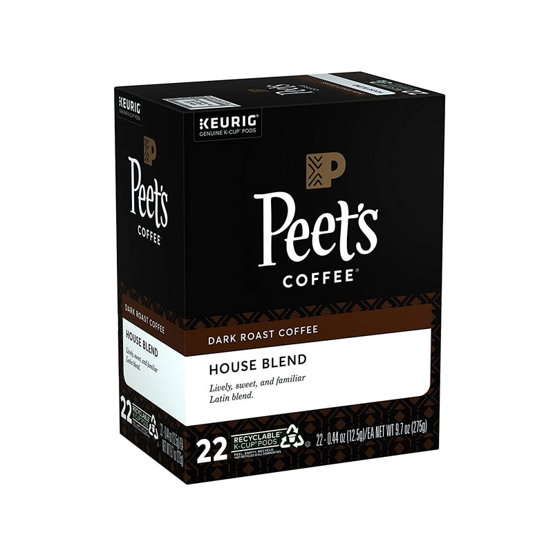 Peet's Coffee House Blend, Dark Roast, 22 Count Single Serve K-Cup Coffee Pods for Keurig Coffee Maker
