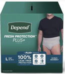 Depend Protection Plus Ultimate Max Absorbency 3-in-1 Sure Fit Flexible Underwear for Men S-M, L