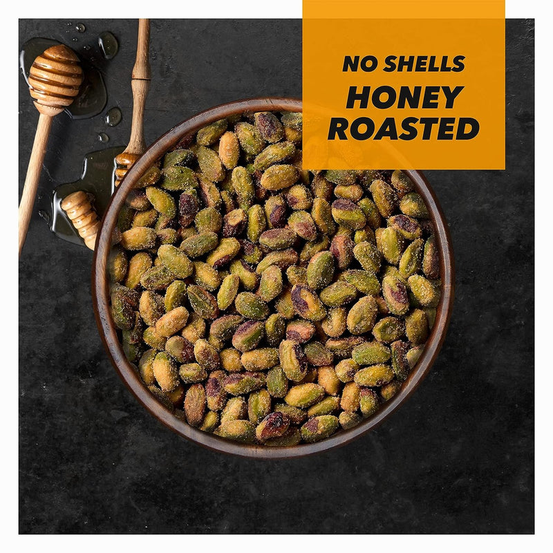 Wonderful Pistachios, No Shells, Honey Roasted Nuts, 2.25oz (Pack of 8)