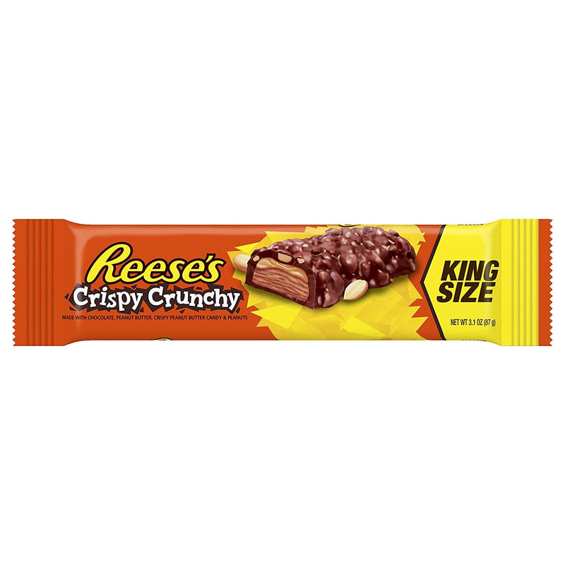 REESE'S Peanut Butter Candy Bar Crispy Crunchy Bars, King Size (Pack of 18)