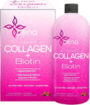 Zena Liquid Collagen + Biotin, 2500mg of Bioactive Collagen Peptides and 5000mcg Biotin, Verisol Formula, Hair, Skin, Nail and Joint Support, Grass-Fed, Non-GMO, Mixed Berry Flavor, 90 Servings