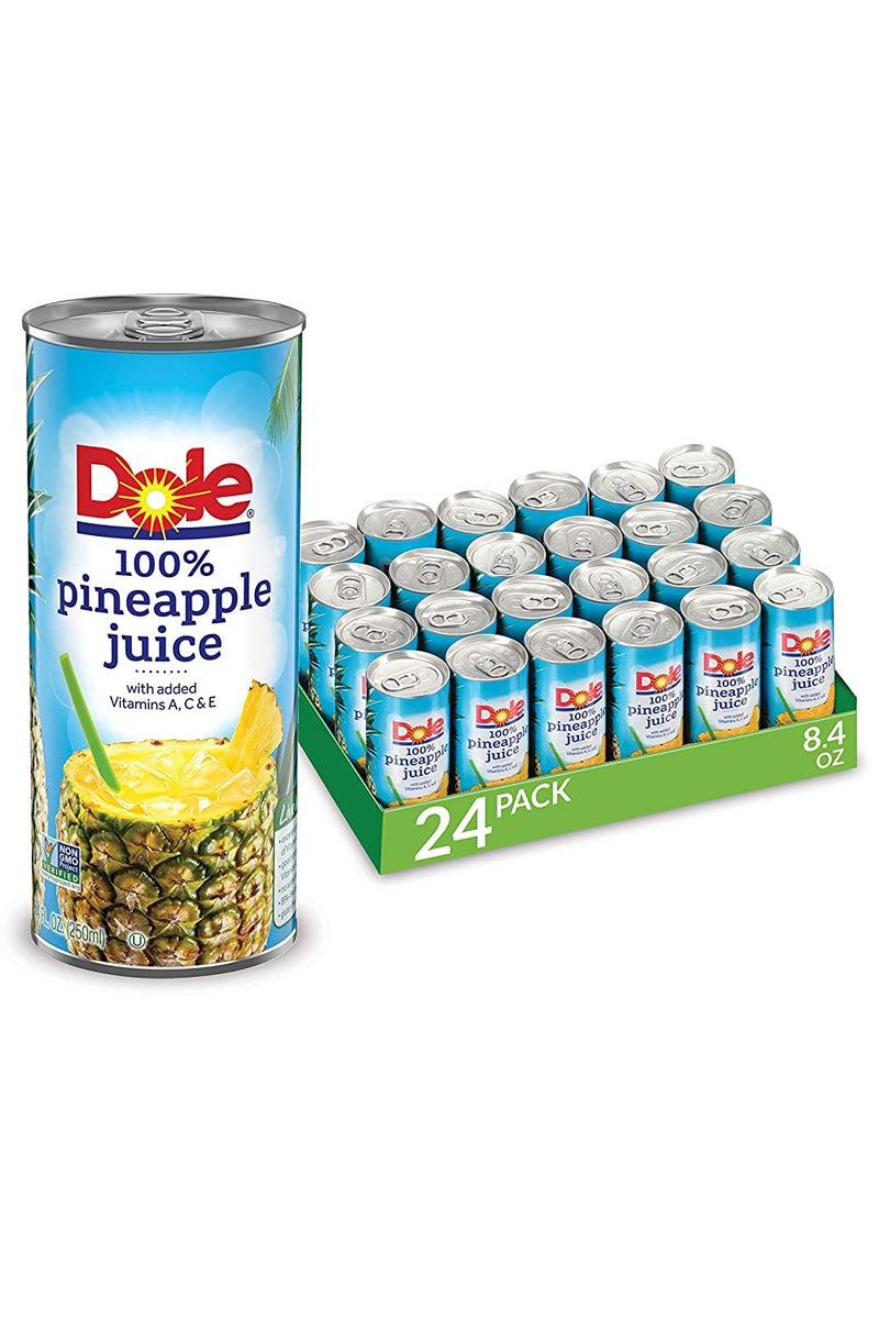 Dole 100% Pineapple Juice, 100% Fruit Juice with Added Vitamin C, 8.4 Fl Oz Cans, 24 Total Cans