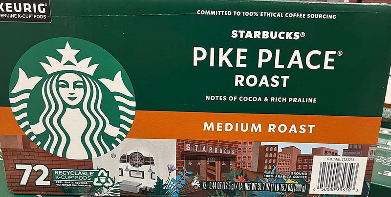 Starbucks Pike Place Roast K-Cups for Keurig - 72 Count