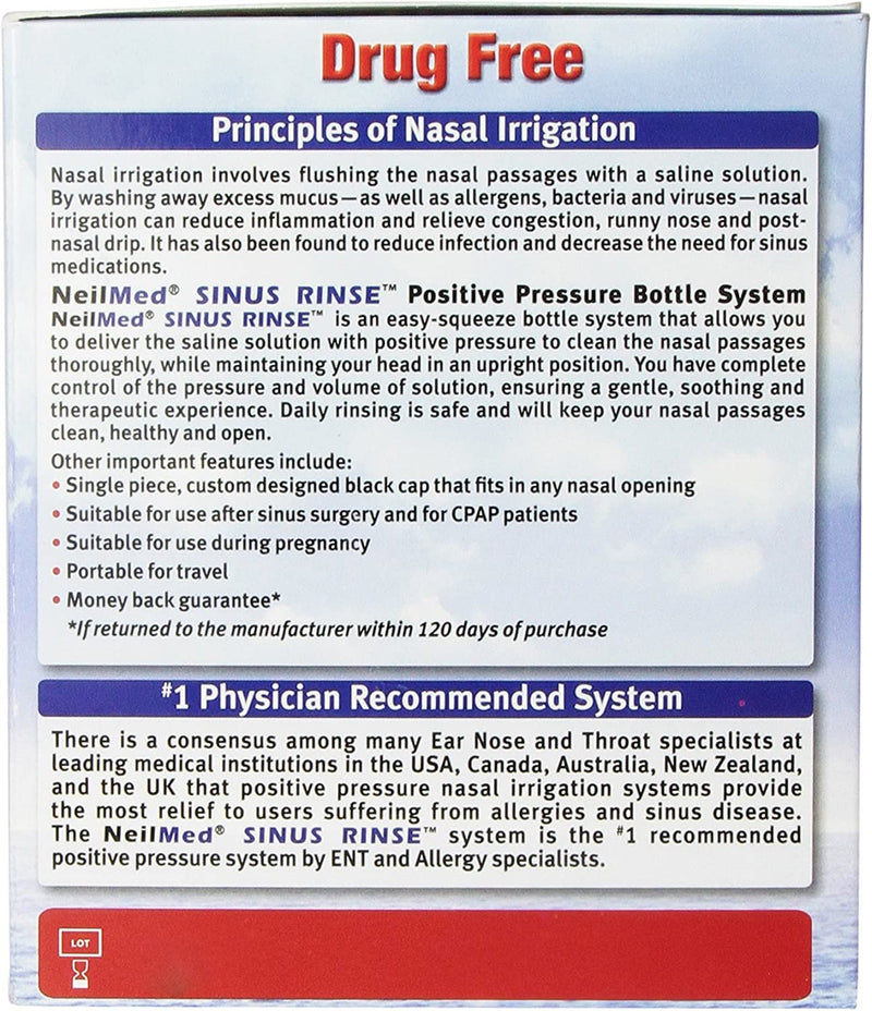 NeilMed Sinus Rinse - 2 squeeze Bottles 240mL (8fl oz) & Nasamist Saline Spray 75mL - 250 Premixed Packets - BONUS Nasa Mist Saline Spray - Value Pack