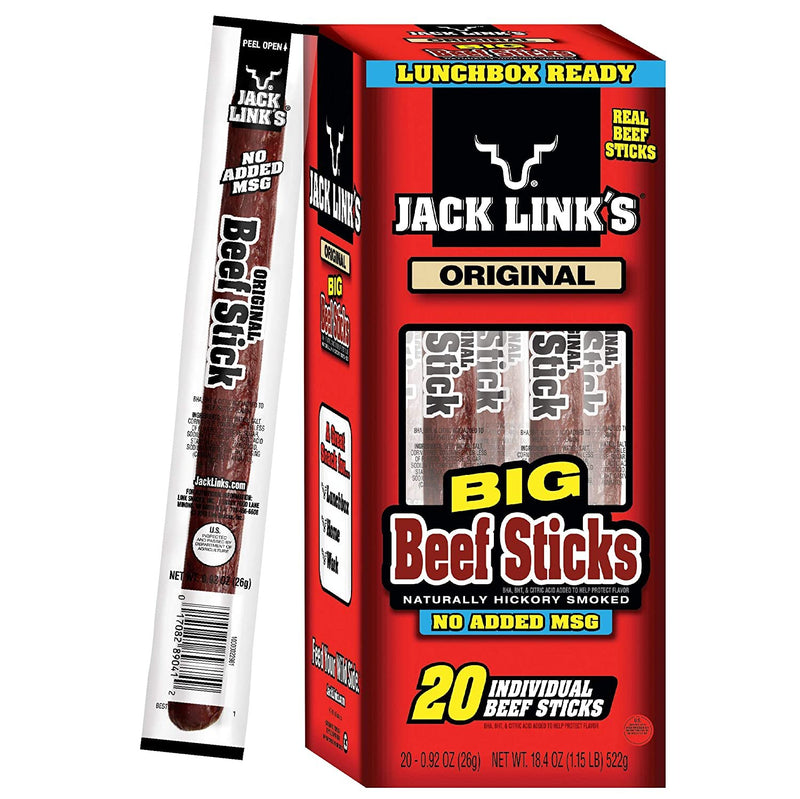Jack Link's Beef Sticks, Original, 0.92 Ounce (20 Count) - Great Protein Snack
