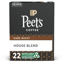 Peet's Coffee House Blend, Dark Roast, 22 Count Single Serve K-Cup Coffee Pods for Keurig Coffee Maker