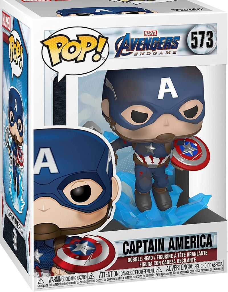 Funko Pop! Marvel: Avengers Endgame - Captain America with Broken Shield & Mjoinir,Multicolor,3.75 inches