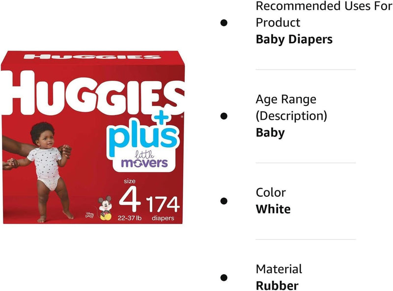 Huggies Little Movers Plus Diapers, Size 4 (174-Count)