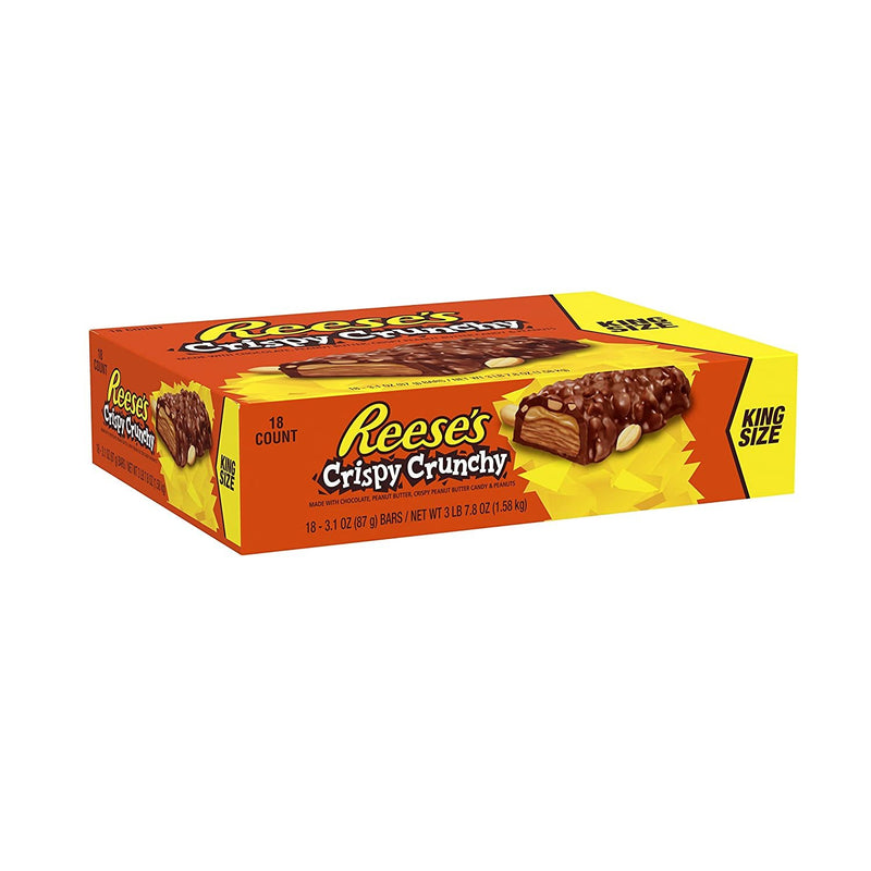 REESE'S Peanut Butter Candy Bar Crispy Crunchy Bars, King Size (Pack of 18)