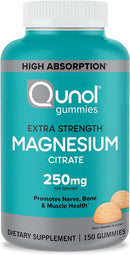 Qunol Magnesium Citrate Gummies for Adults, 250mg Magnesium Gummies Extra Strength 250mg, Supports Nerve Health, 150 Count