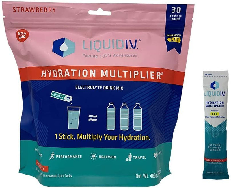 Liquid I.V. Hydration Multiplier, Electrolyte Powder, Easy Open Packets, Supplement Drink Mix (Strawberry 30 Count)