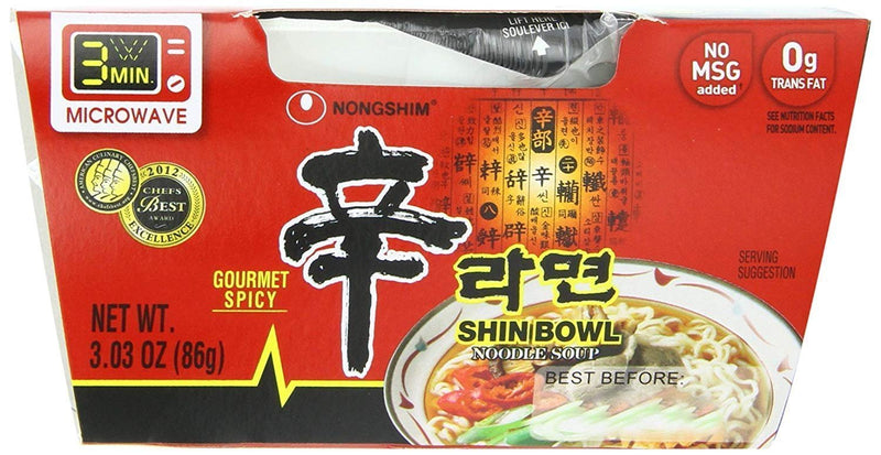 Nongshim Shin Original Ramyun Bowl, Gourmet Spicy, 3.03 Ounce (Pack of 12)