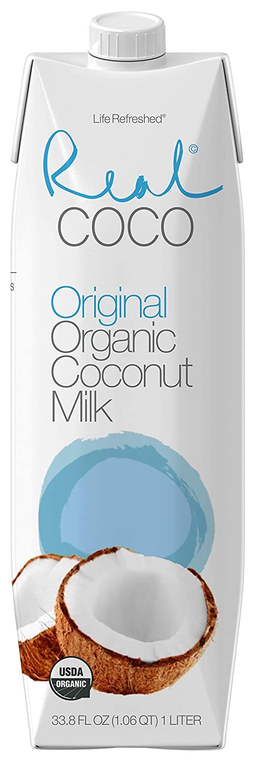Real Coco Organic Original Coconut Milk Beverage (6-Pack 1L), USDA Organic, No-Added Sugar, Plant Based, Dairy & Soy Free, Vegan, Keto and Paleo Friendly
