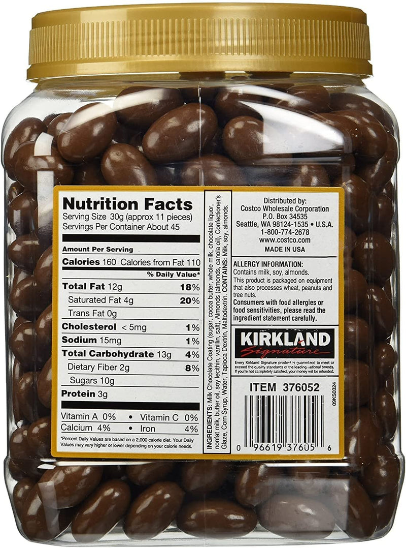 Kirkland Signature Milk Chocolate Roasted Almonds, 48 Ounce