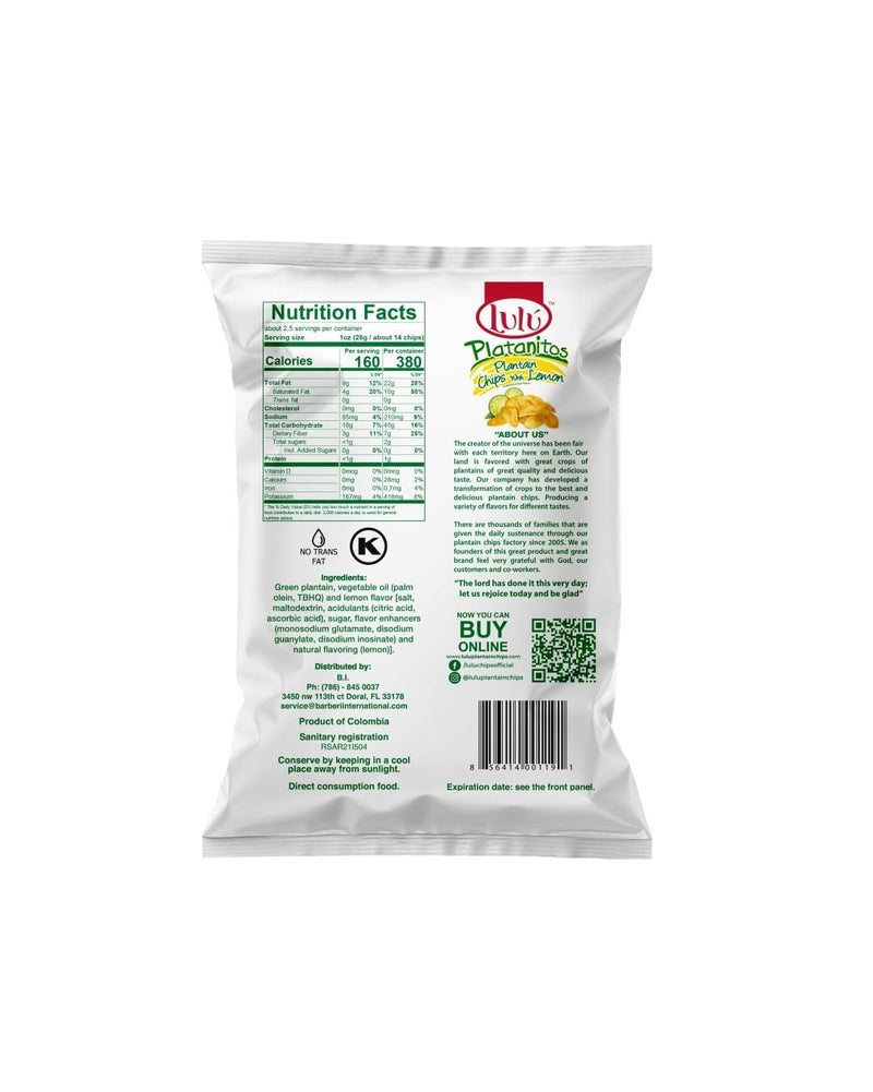 LULU Plantain chips with lemon - Healthy snack - Plantains chips - Plantain chips individual bags - Whole 30 snacks - Plantain chips lime - Healthy plantain chips - Tostones plantain press - Whole food - Lime chips - Plantains fresh - Bulk chips