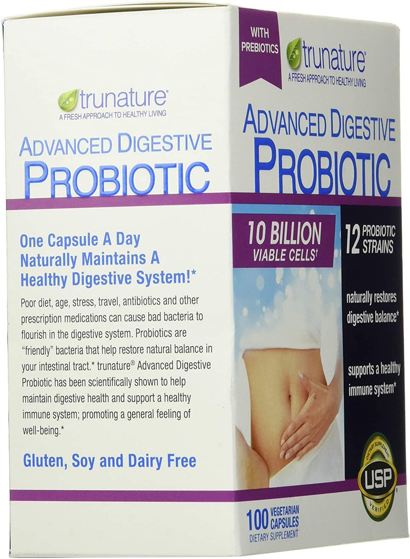TruNature Advanced Digestive Probiotic, White, 100 Count