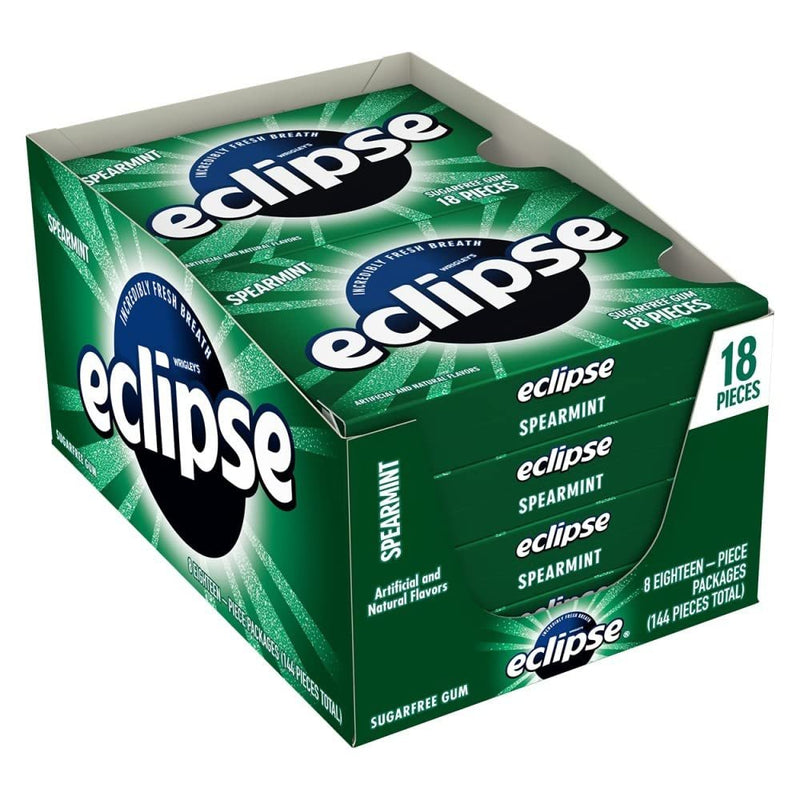 ECLIPSE Spearmint Sugar Free Gum,18 Count (Pack of 8)