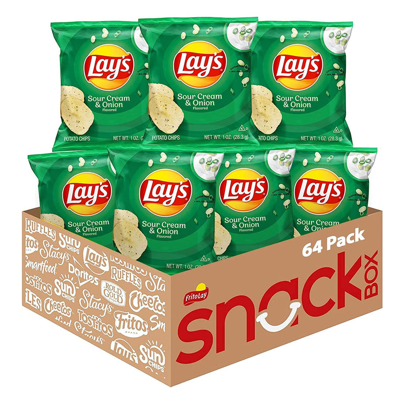 Lay's Sour Cream & Onion Flavored Potato Chips, 1.5 Ounce Bags (Pack of 64)