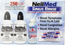 NeilMed Sinus Rinse - 2 squeeze Bottles 240mL (8fl oz) & Nasamist Saline Spray 75mL - 250 Premixed Packets - BONUS Nasa Mist Saline Spray - Value Pack