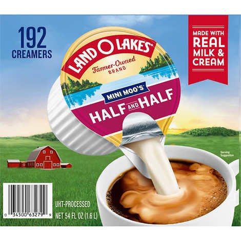 Land O Lakes Mini Moos Creamer Half & Half Cups 192Count 54 Fl Oz (Pack May Vary), Individual Shelf-Stable Half & Half Pods for Coffee Tea Hot Chocolate, Made With Real Cream